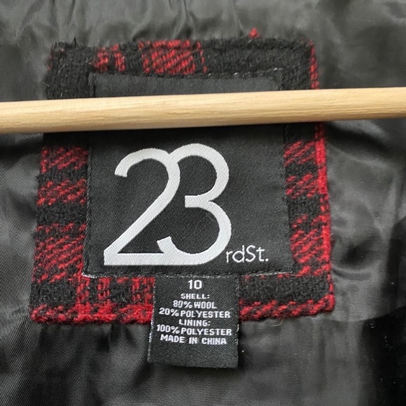 23rd St. Plaid Wool Pea Coat - Picture 4 of 5